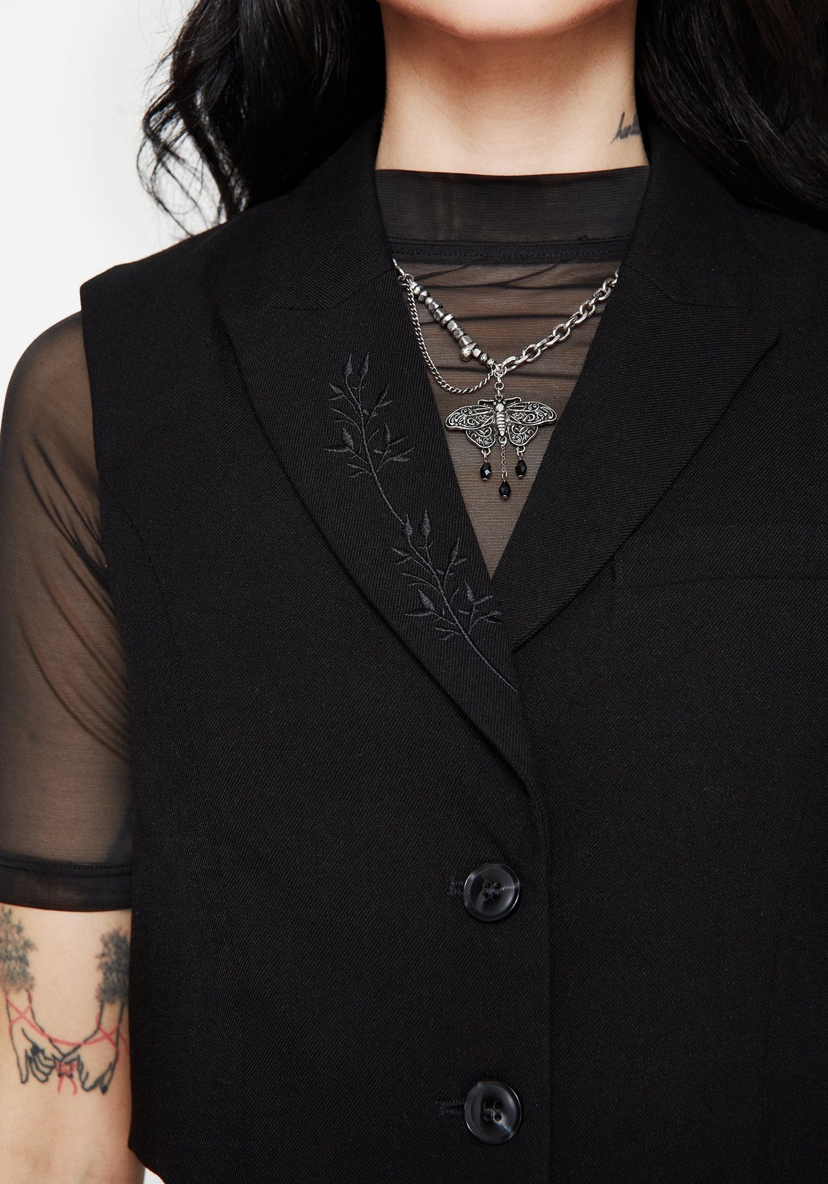 Thora Bestickt Kurz Ärmellos Blazer