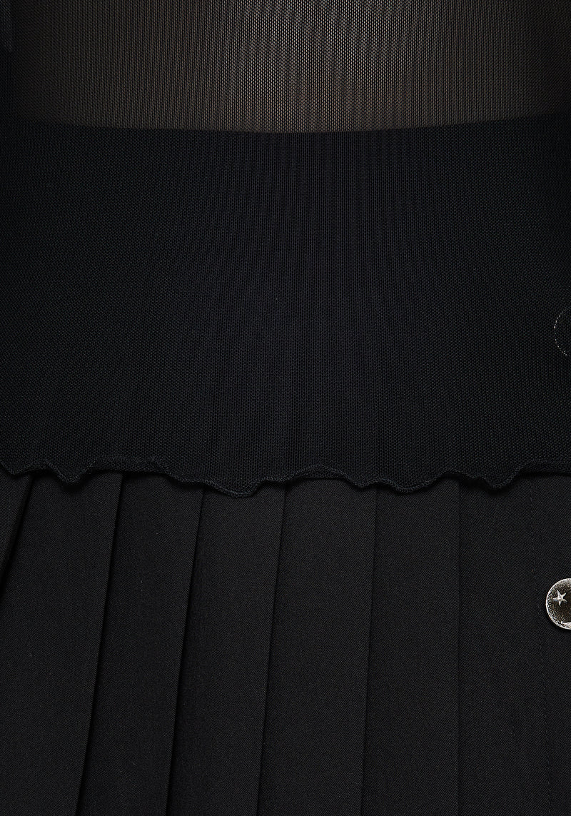 Flavia Mesh Fluted Lang Ärmel Top