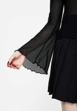 Flavia Mesh Fluted Lang Ärmel Top