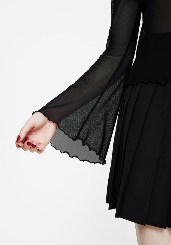 Flavia Mesh Fluted Lang Ärmel Top