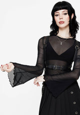 Flavia Mesh Fluted Lang Ärmel Top