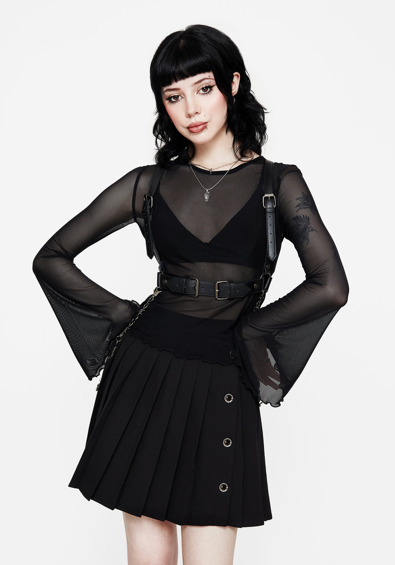 Flavia Mesh Fluted Lang Ärmel Top