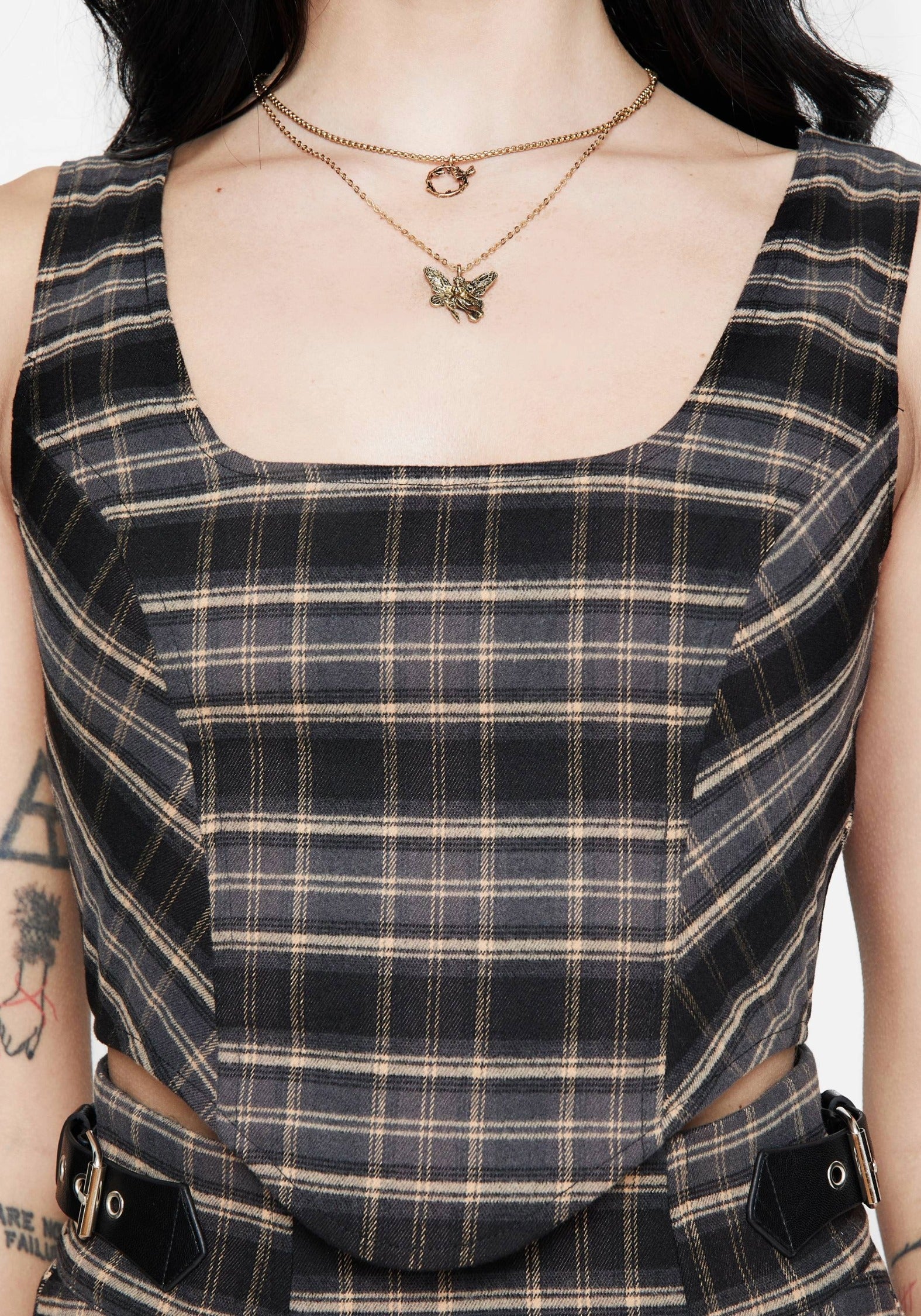Aiden Check Corset Top – Disturbia