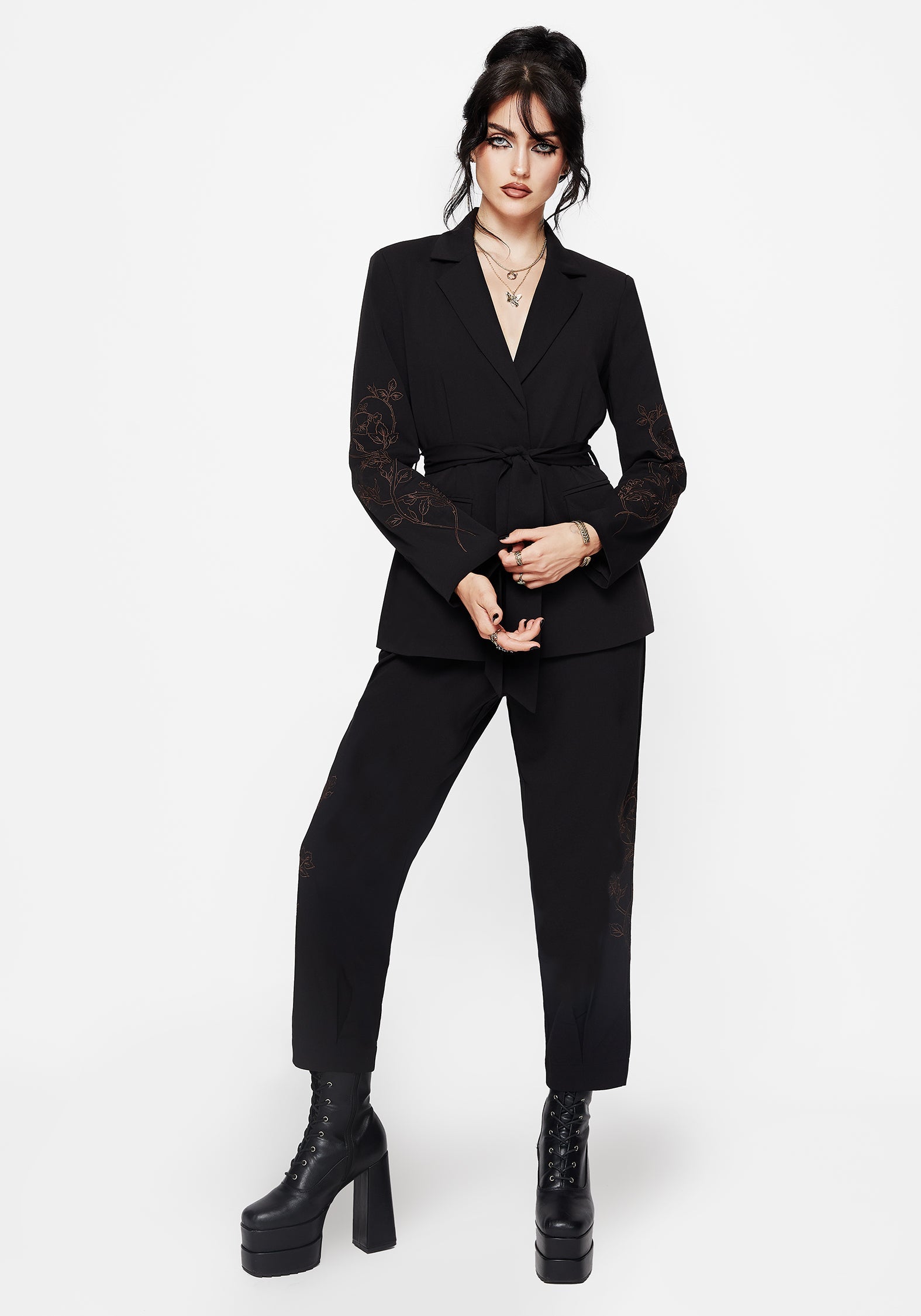 Renita Bestickt Gürtel Blazer