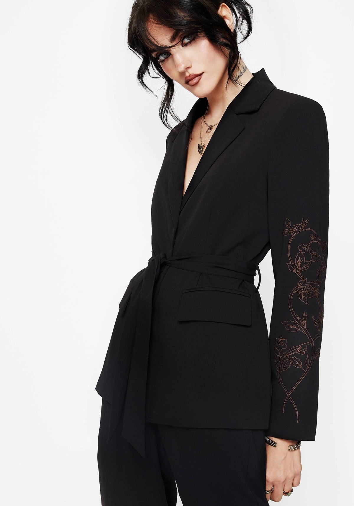 Renita Bestickt Gürtel Blazer