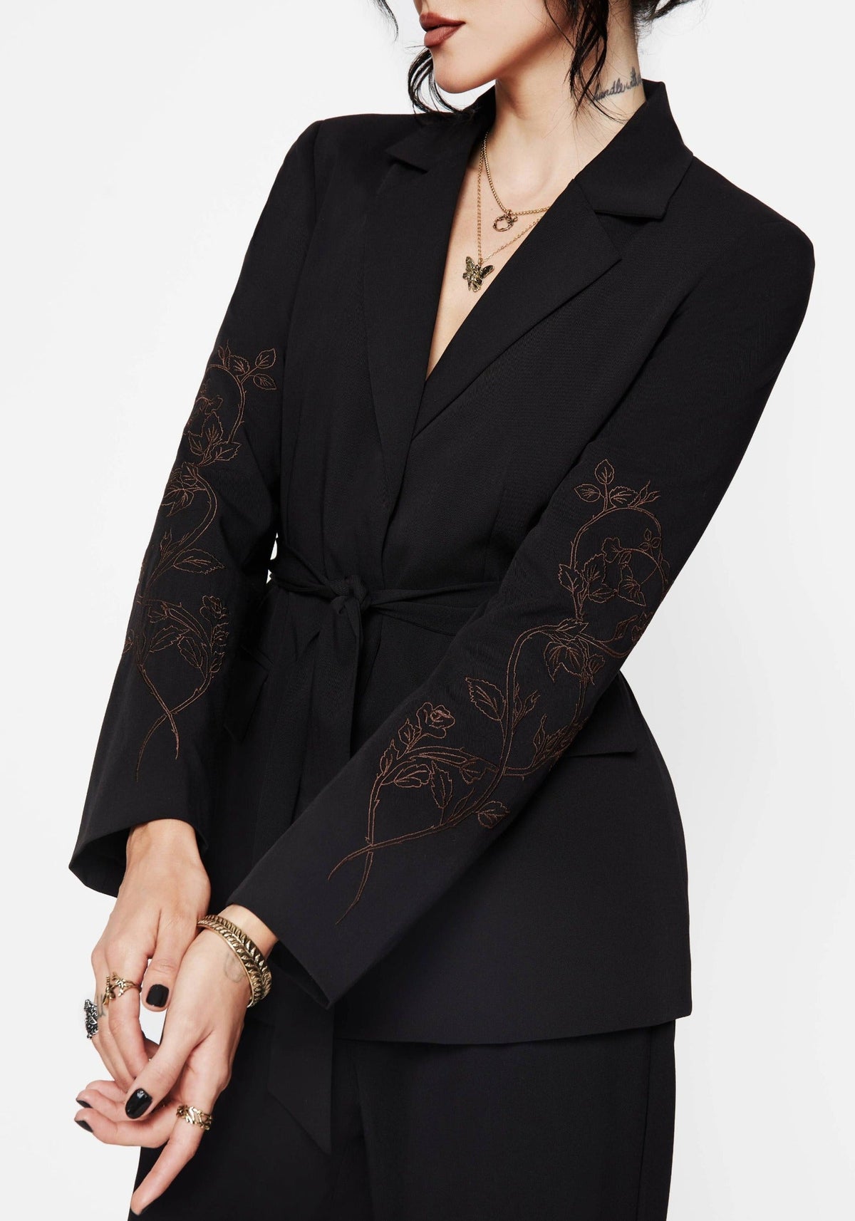 Renita Bestickt Gürtel Blazer