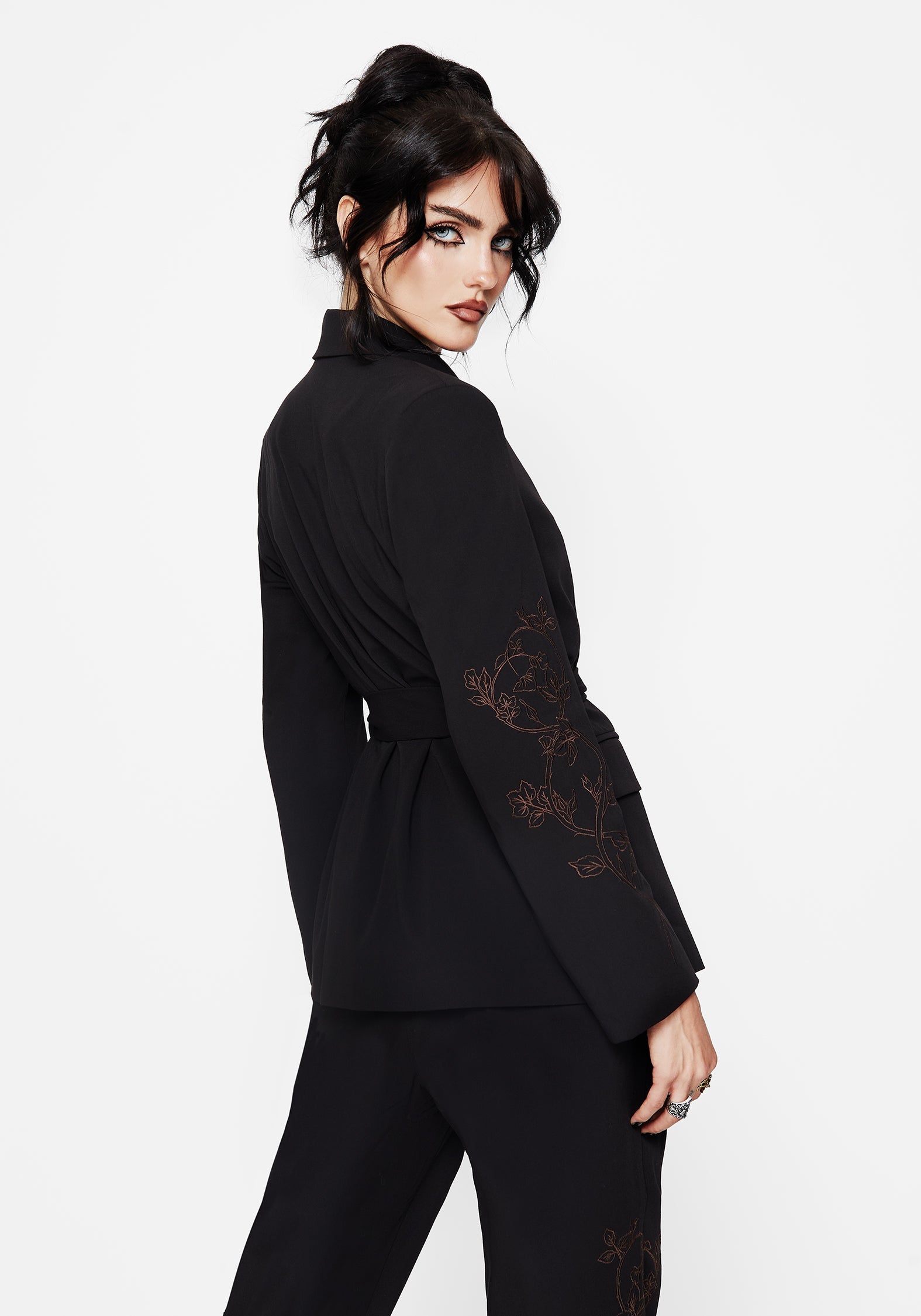 Renita Bestickt Gürtel Blazer
