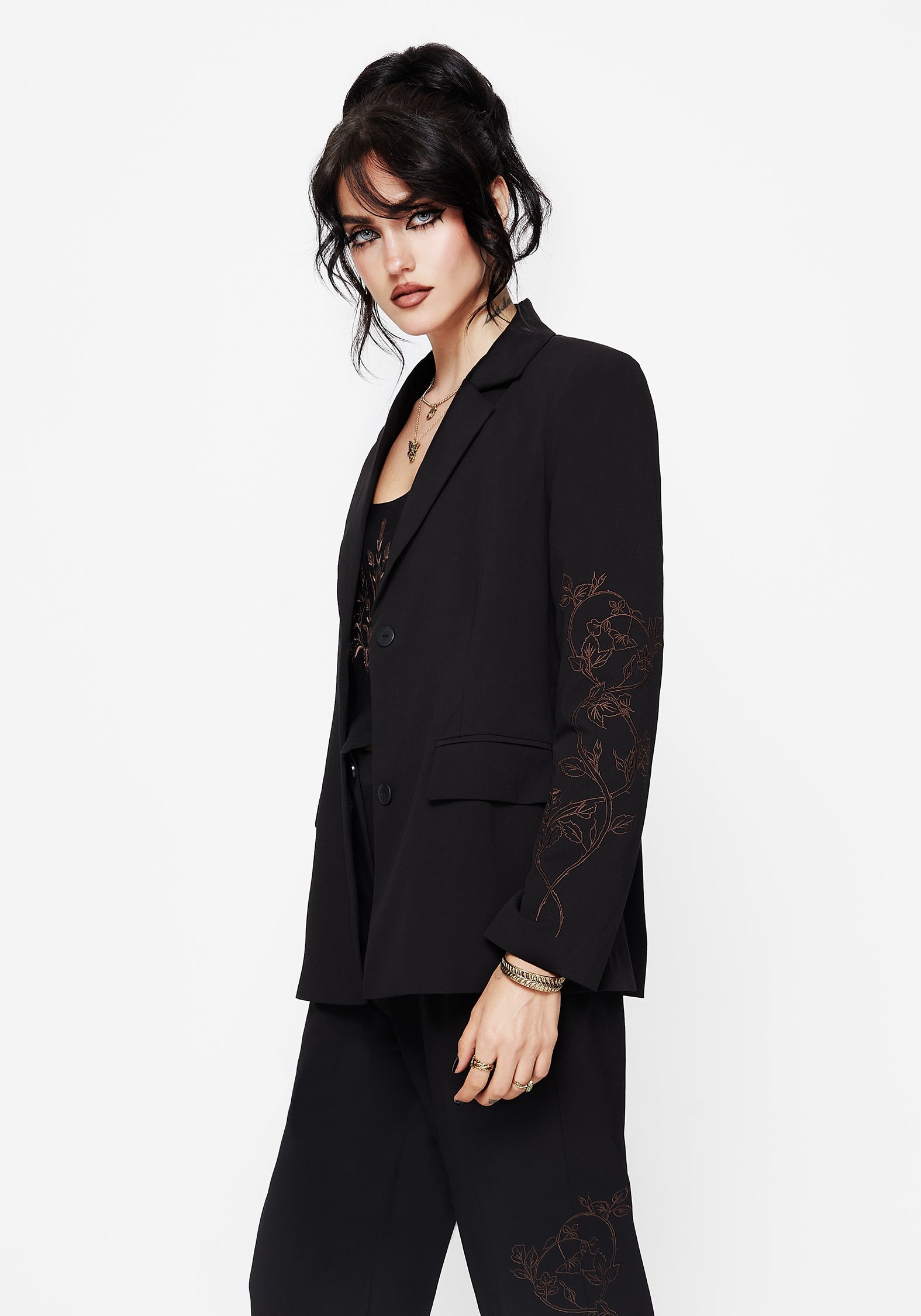 Renita Bestickt Gürtel Blazer