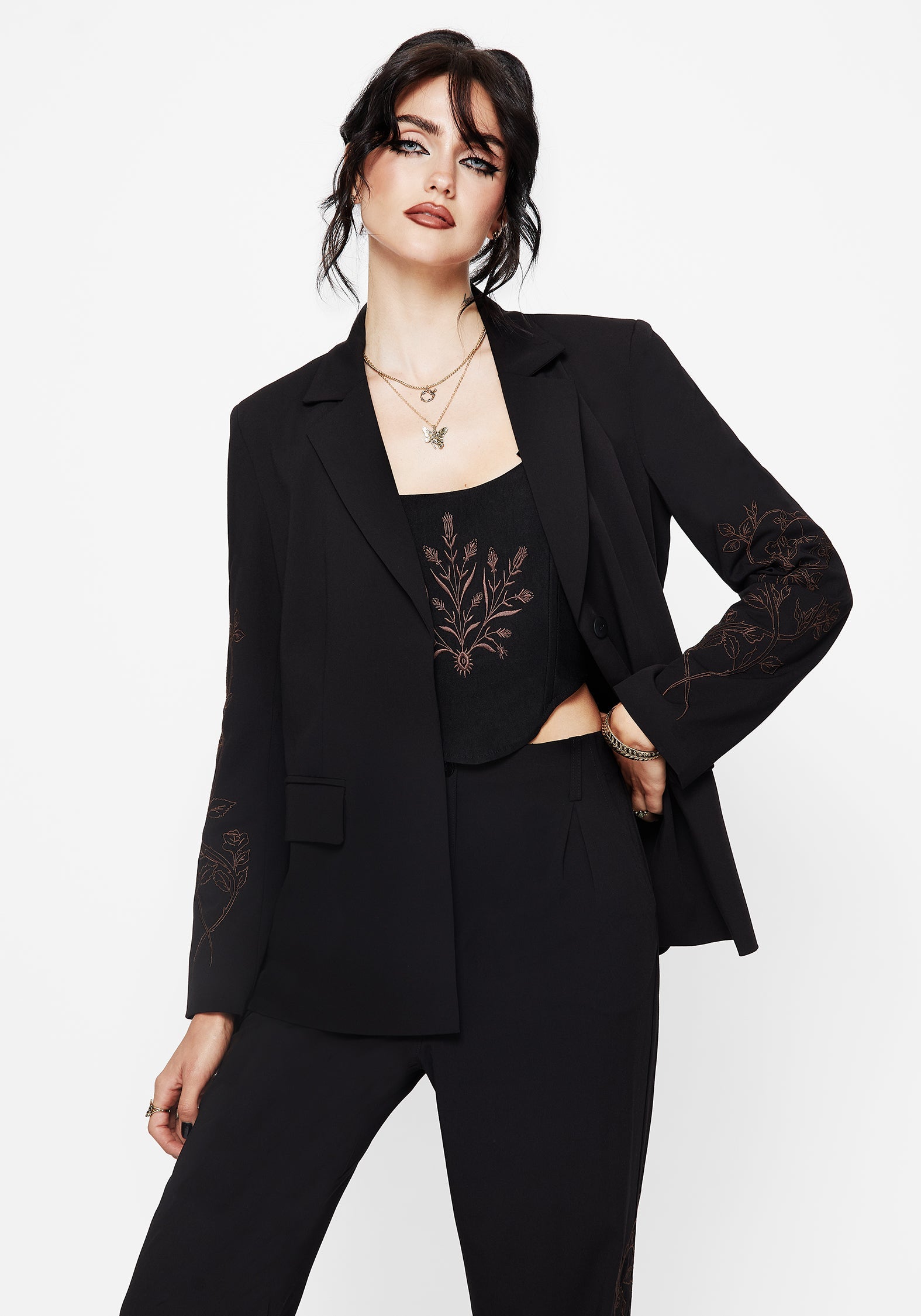 Renita Bestickt Gürtel Blazer