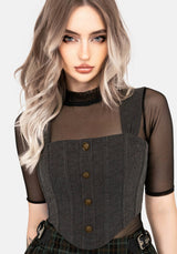 Ombra Button Front Sleeveless Corset Top