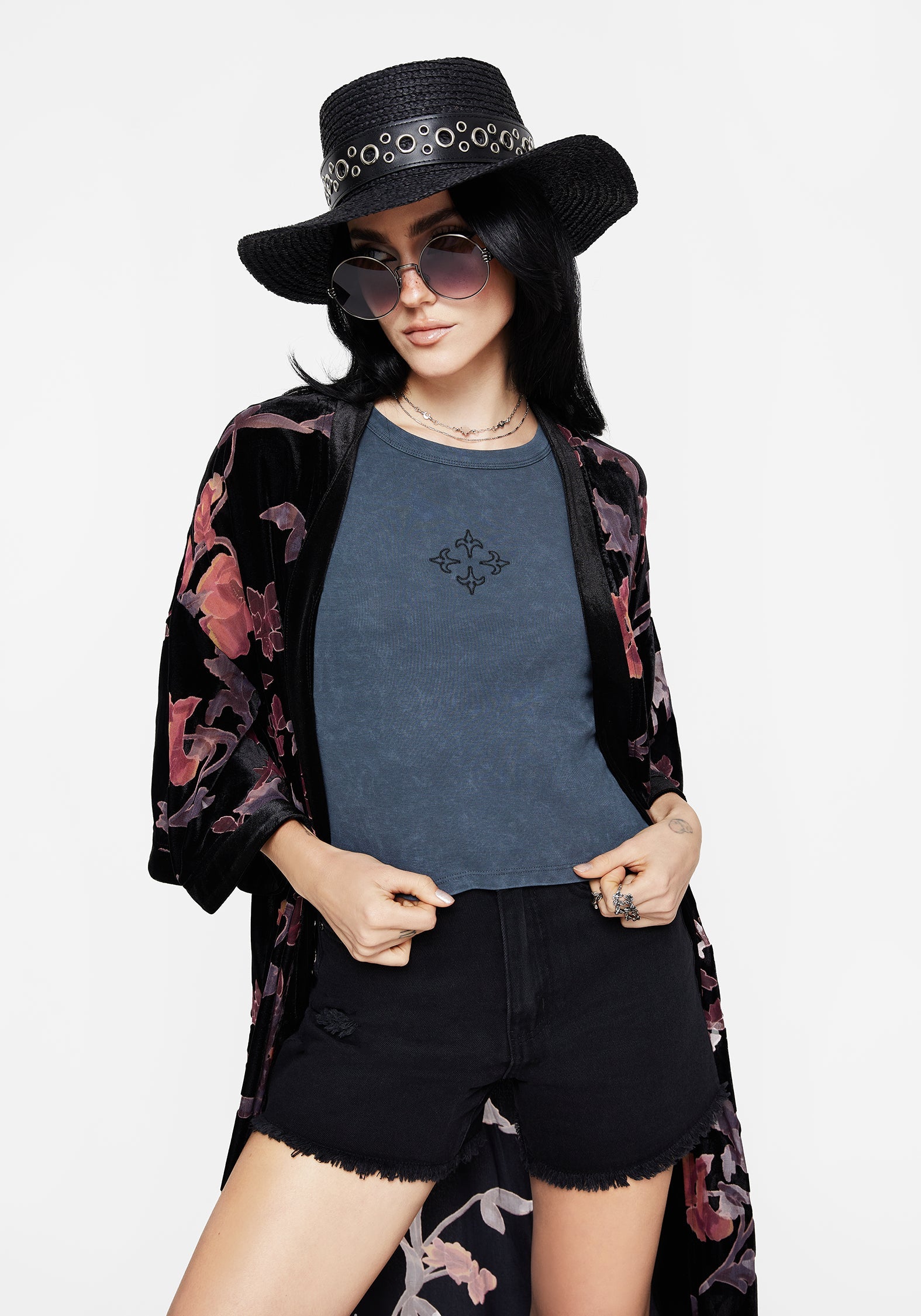 Haven Kreuz Bestickt Ribbed Baumwolle Tanktop Top