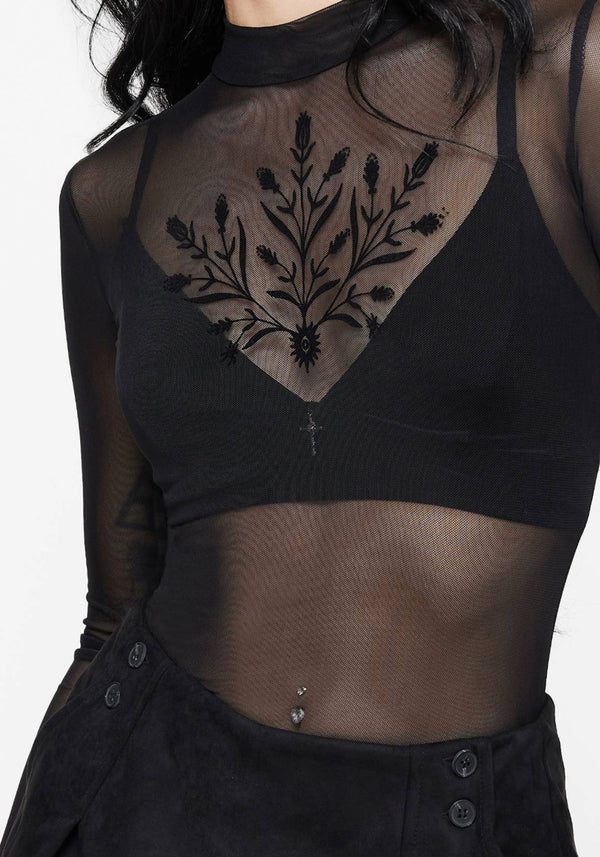Cybele Blumenmuster Beflockt Mesh Body