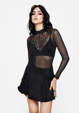 Cybele Blumenmuster Beflockt Mesh Body