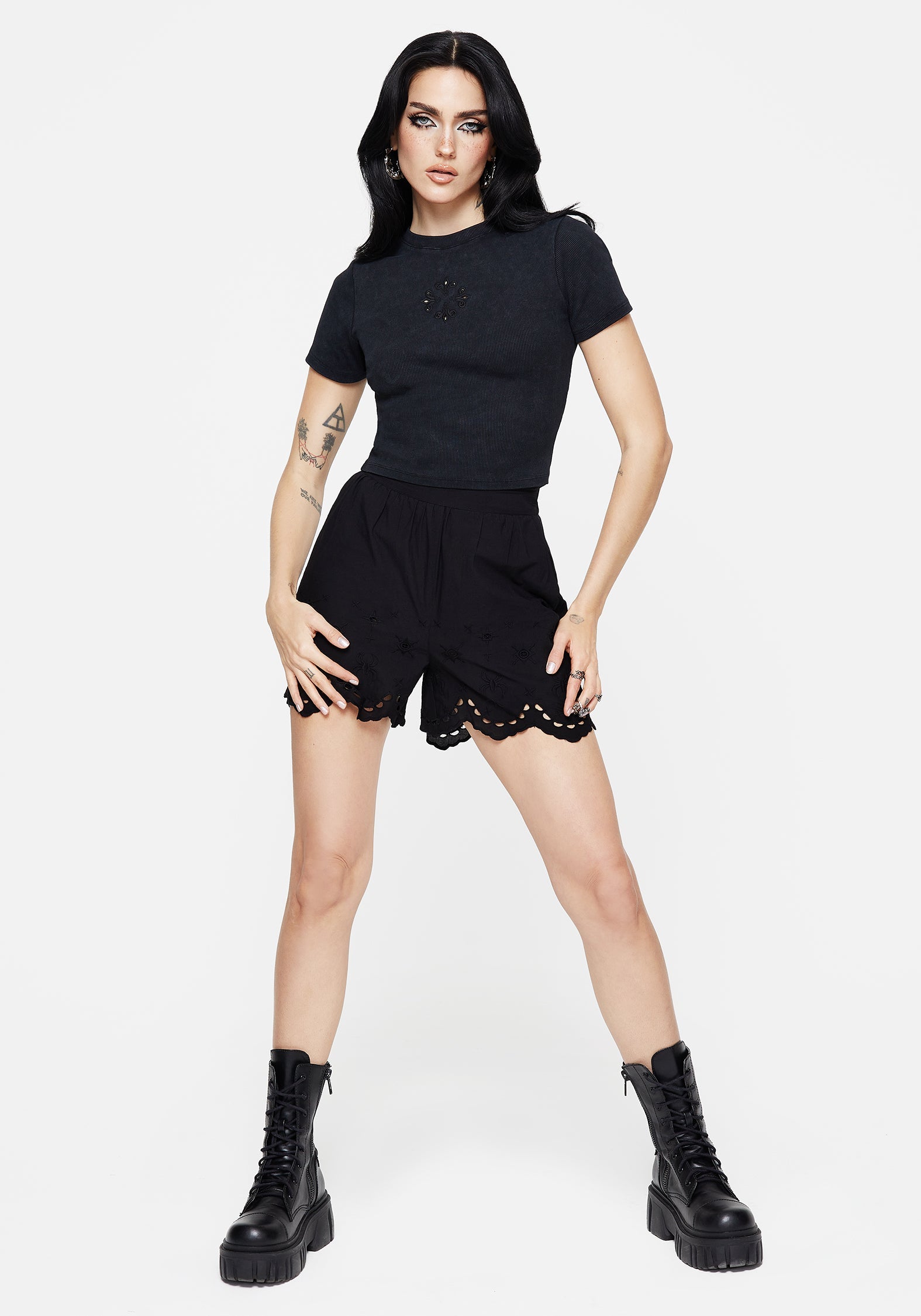 Christina Baumwolle Schnitt Raus Detail Washed T-Shirt