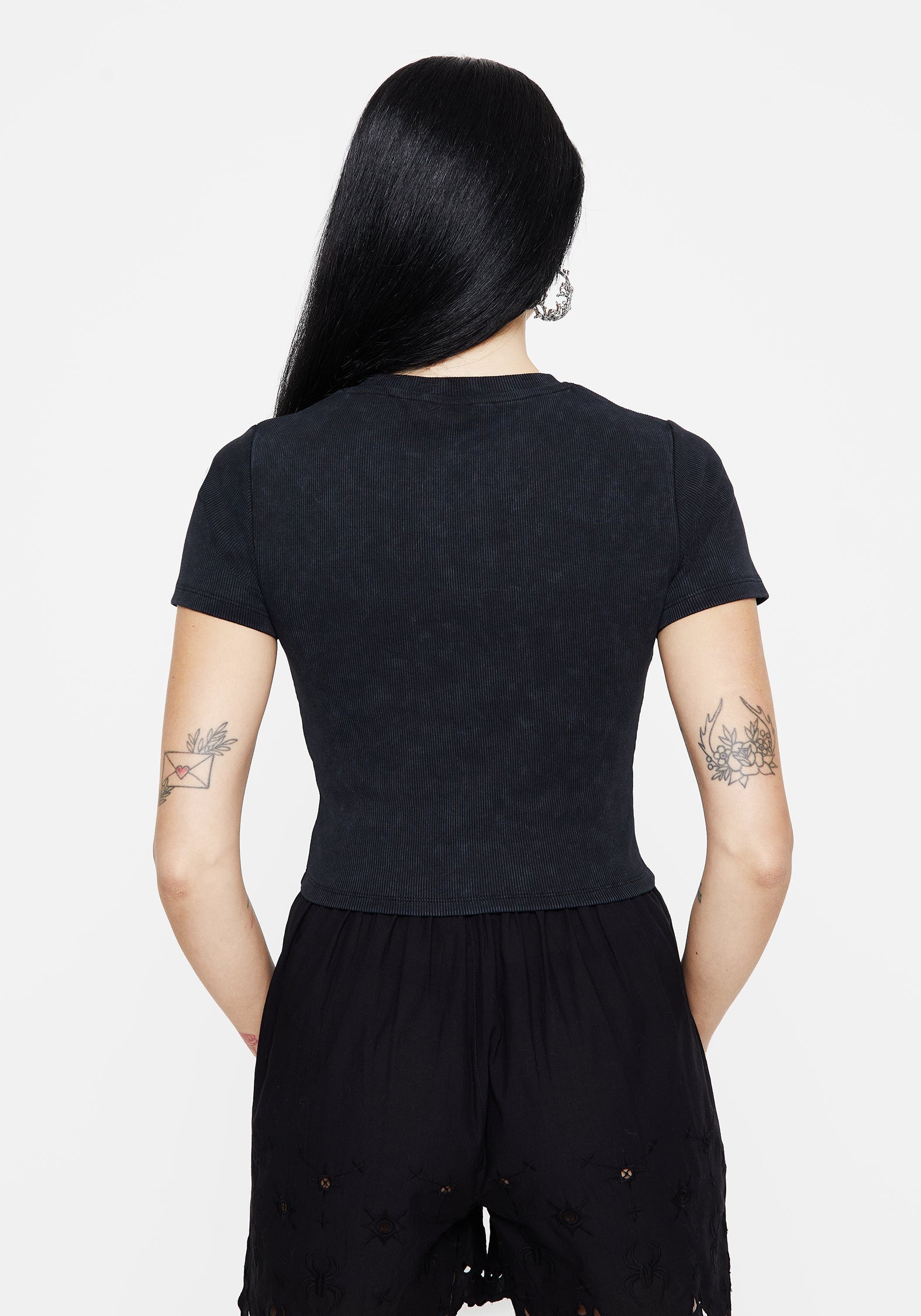 Christina Baumwolle Schnitt Raus Detail Washed T-Shirt