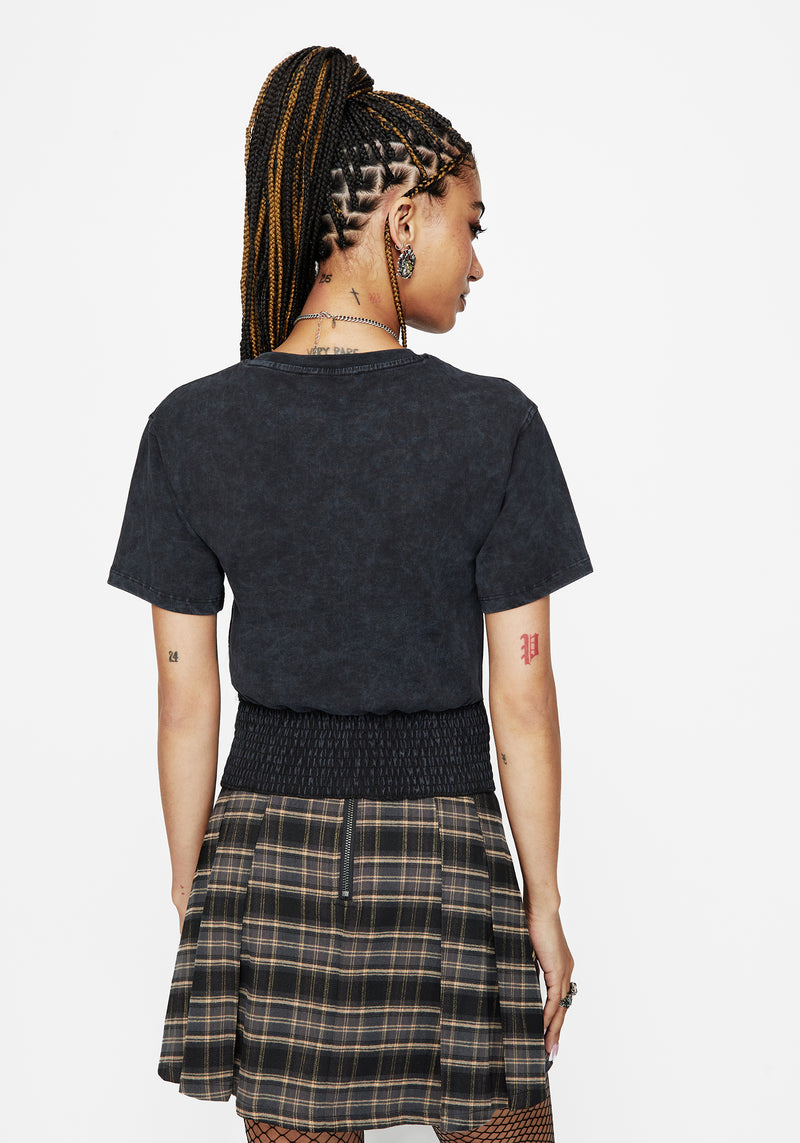 Lamia Spider Embroidered Smock Waist Cotton T-Shirt