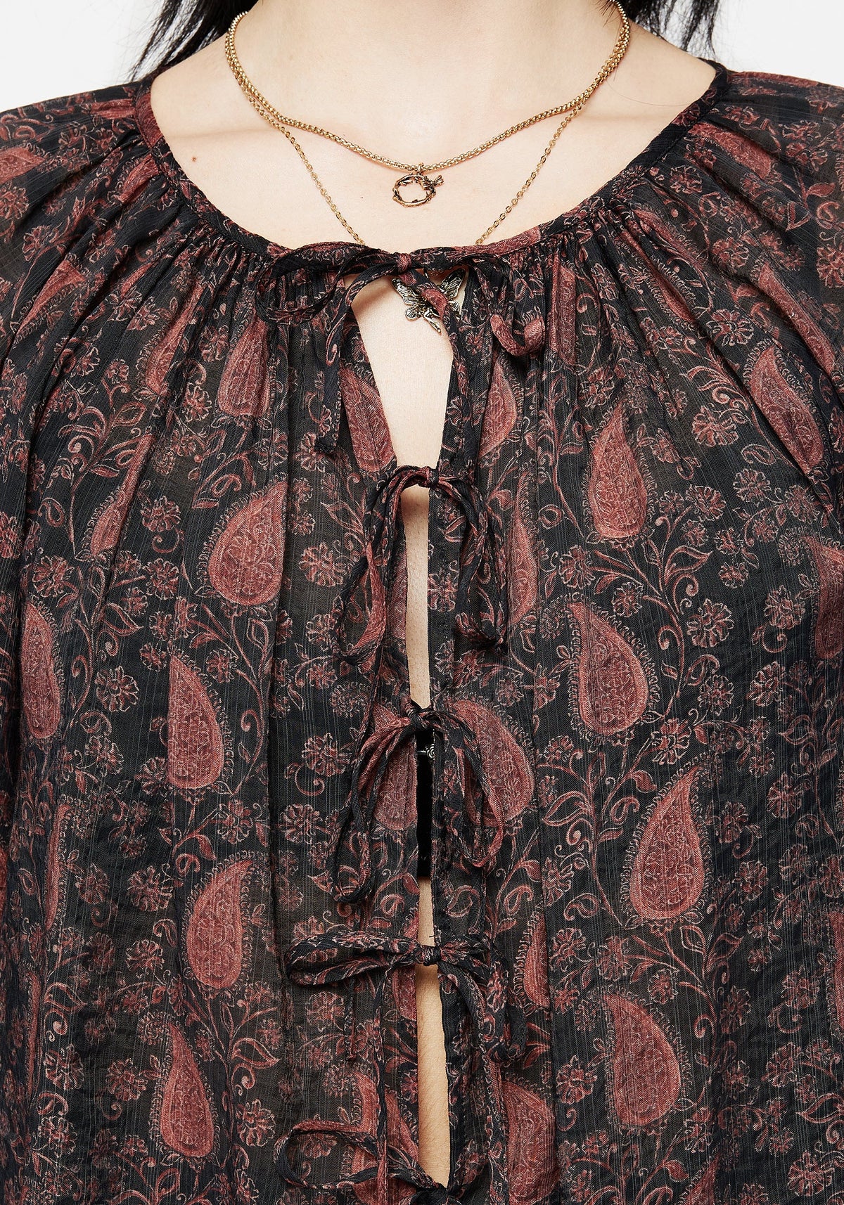 Isola Transparent Paisley Krawatte Vorderseite Bluse