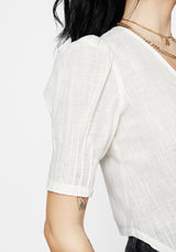 Parilia Baumwolle V Hals Bluse Top