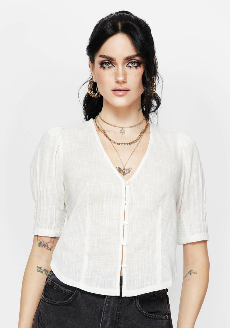 Parilia Baumwolle V Hals Bluse Top