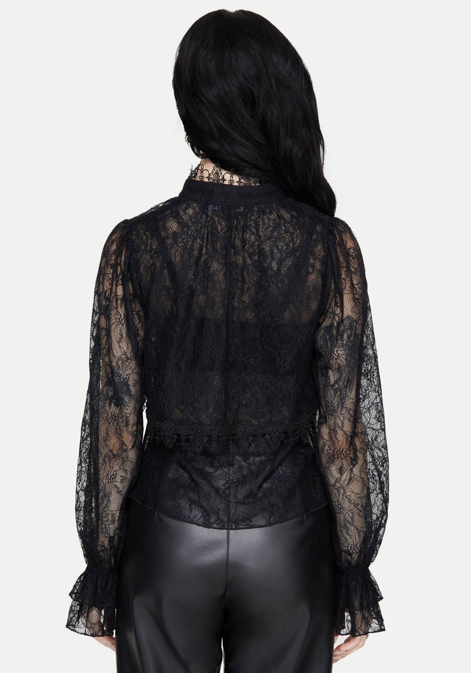 Darkwave Krawatte Hals Spitze Bluse