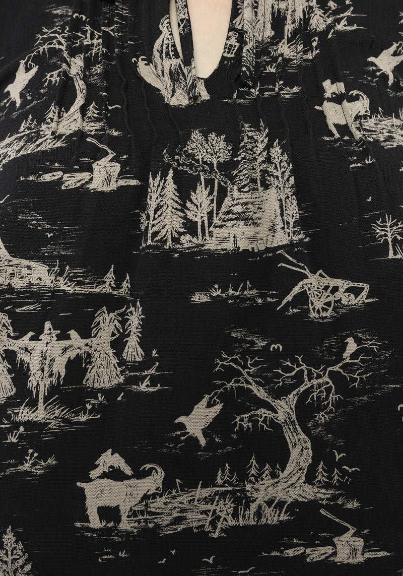 Lacelle Cotton Witch Toile Print Blouse