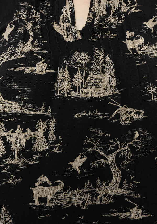 Cerys Cotton Witch Toile Print Blouse