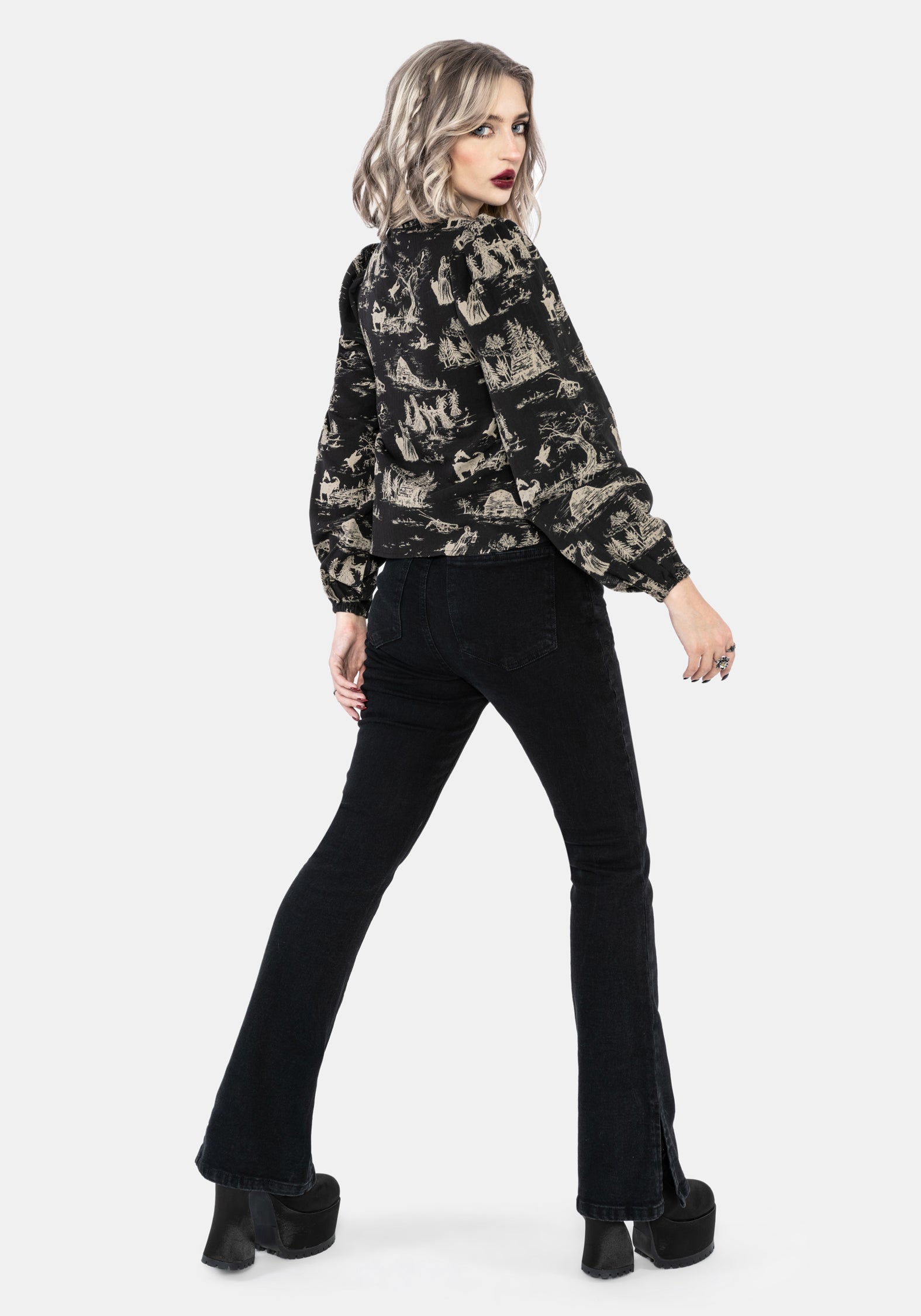 Lacelle Cotton Witch Toile Print Blouse