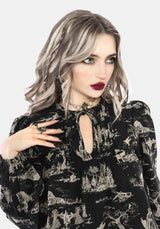 Lacelle Cotton Witch Toile Print Blouse