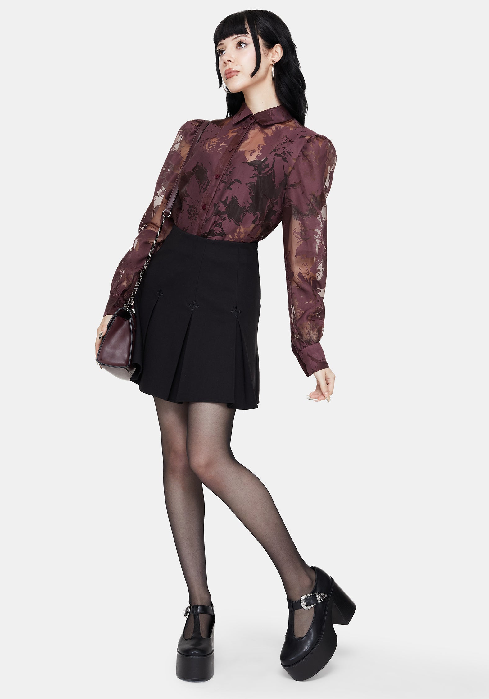 Spectre Transparent Regular Passform Hemd - Burgunderrot