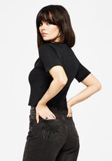 Faye Cotton-Blend Blumenmuster Bestickt Waffle Knopf Hoch Top