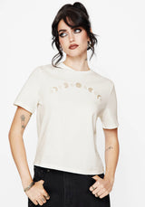 Griffinfly Baumwolle Bestickt Jersey Kurz Geschnitten T-Shirt