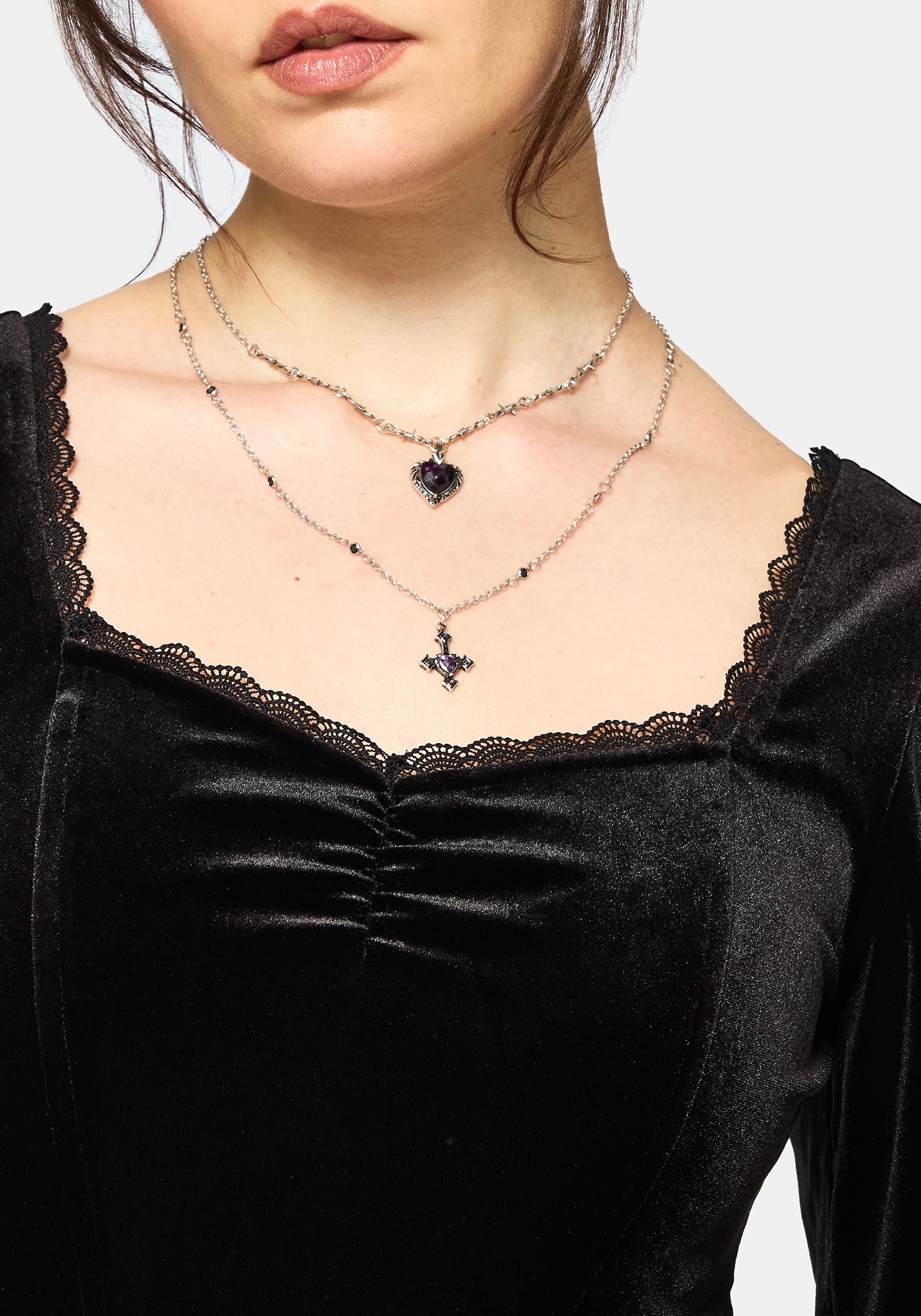 Nelle Velours Bestickt Puffärmel Ärmel Korsett Top