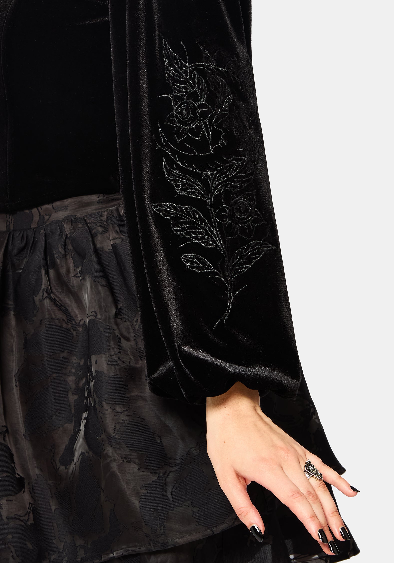Nelle Velours Bestickt Puffärmel Ärmel Korsett Top