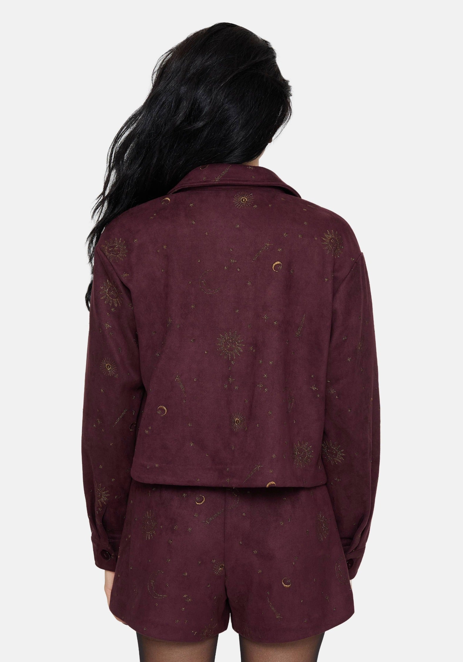 Rosia Celestial Druck Suede Kurz Geschnitten Hemdjacke