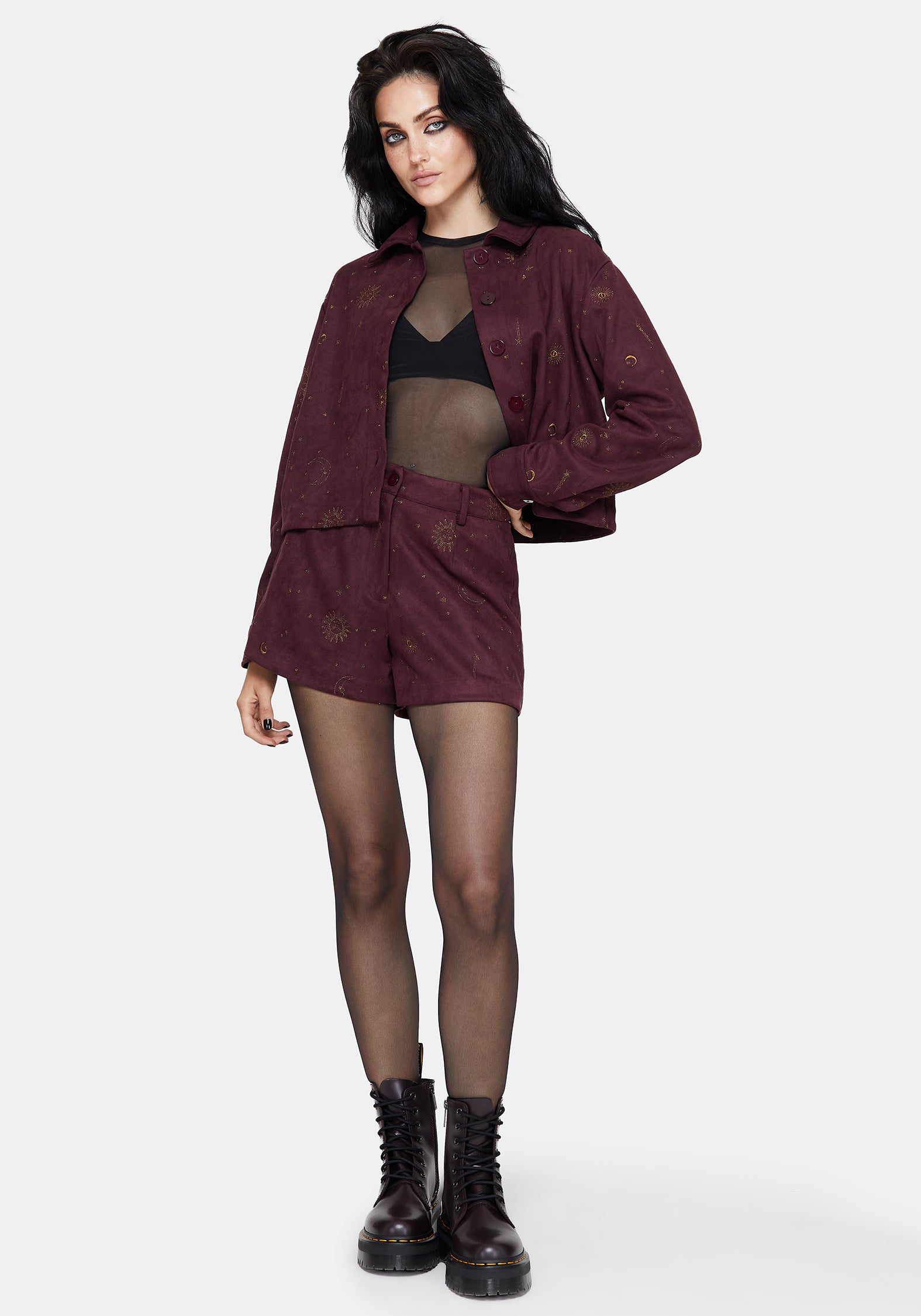 Rosia Celestial Druck Suede Shorts
