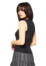 Despair Baumwolle Bestickt  Washed Jersey Tanktop Top