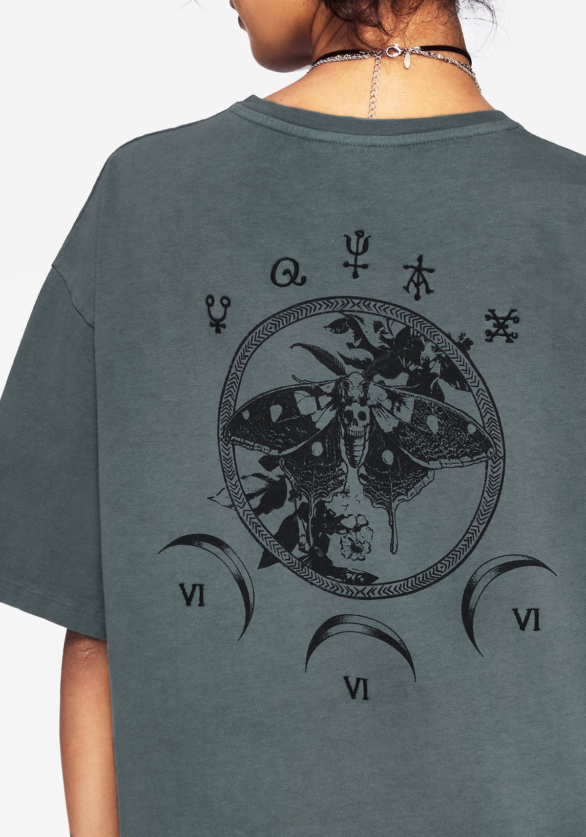 Artemisia Baumwolle Säure Waschen Motte Grafik T-Shirt Kleid