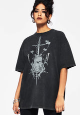 Anura Oversize Säure Waschen Frosch Grafik Druck T-Shirt