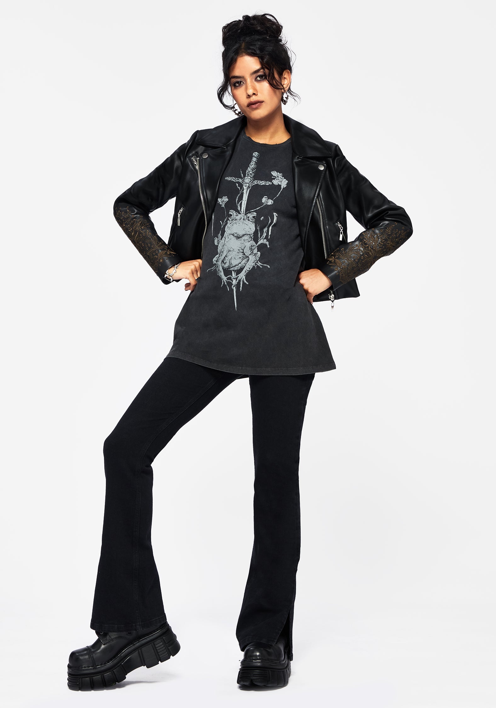 Anura Oversize Säure Waschen Frosch Grafik Druck T-Shirt