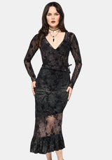 Monroe Flocked Long Sleeved Mesh Wrap Over Top