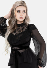 Myr Contrast Ruffle Lace Blouse