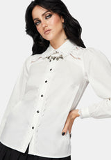Belle Pleated Lace White Shirt