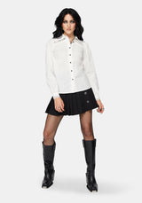 Belle Pleated Lace White Shirt