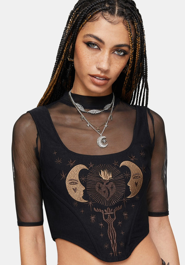 Volara Celestial Moon Embroidered Corset