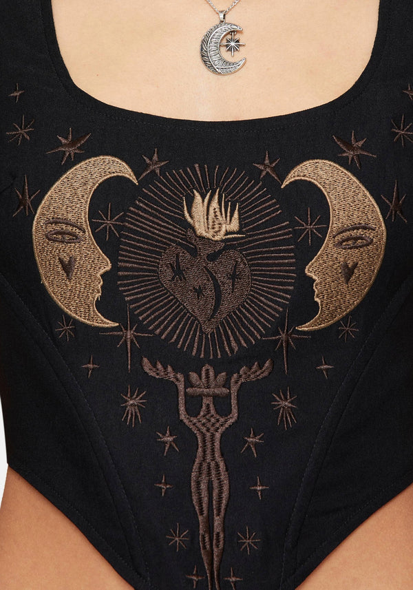 Volara Celestial Moon Embroidered Corset