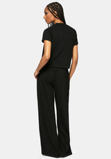 Aelin Schwert Bestickt Kurz Ärmel Ribbed Top