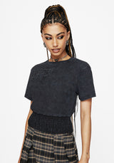 Lamia Spider Embroidered Smock Waist Cotton T-Shirt