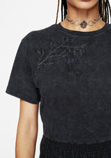 Lamia Spider Embroidered Smock Waist Cotton T-Shirt