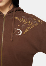 Abellona Waff Bestickt Kurz Geschnitten Reißverschluss Hoch Kapuzenshirt