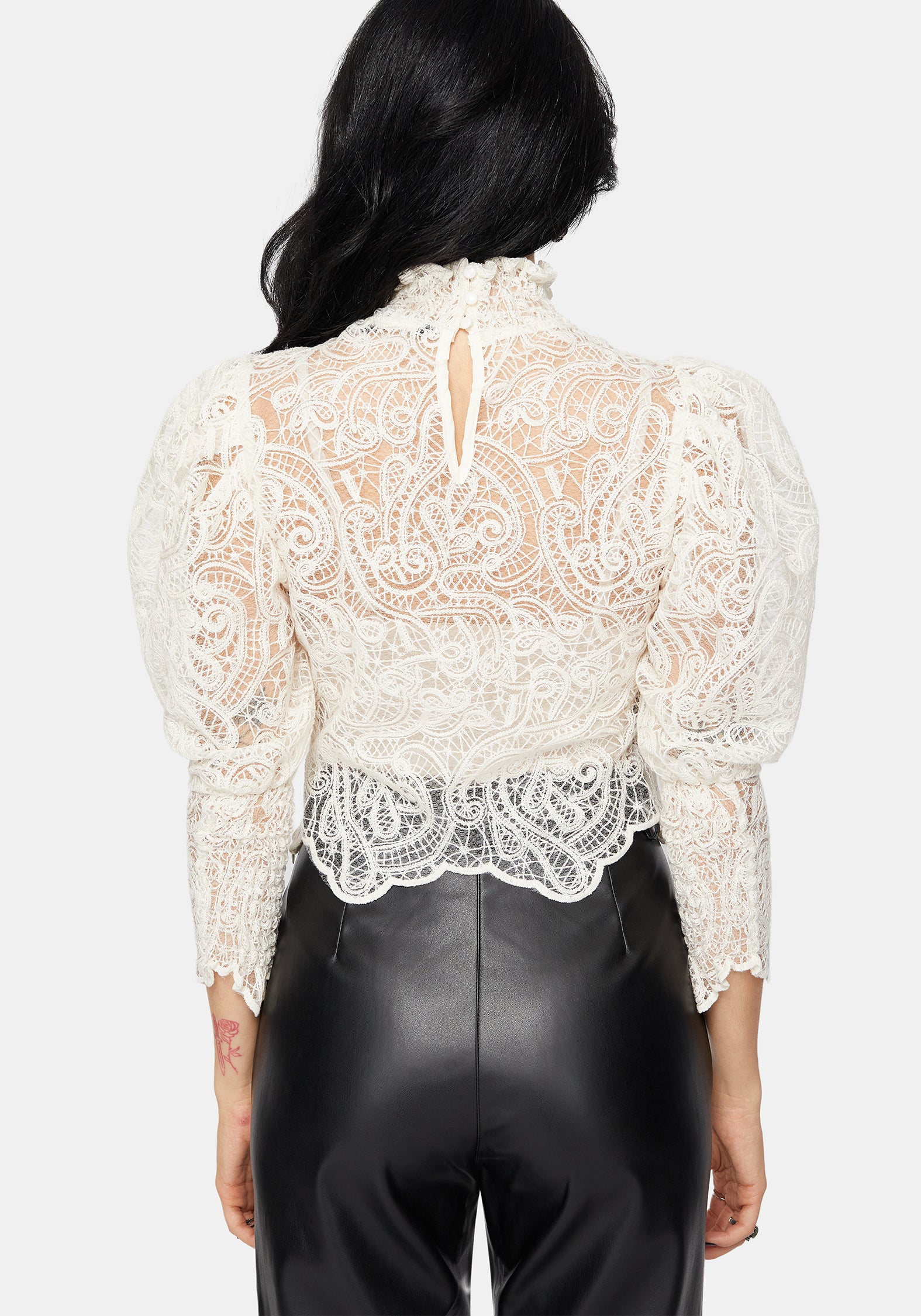 Lyra Lace Ruched High Neck Blouse – Disturbia